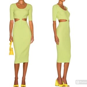 JONATHAN SIMKHAI Size Medium Collette Green Cut Out Knit Midi Dress NWT Coastal